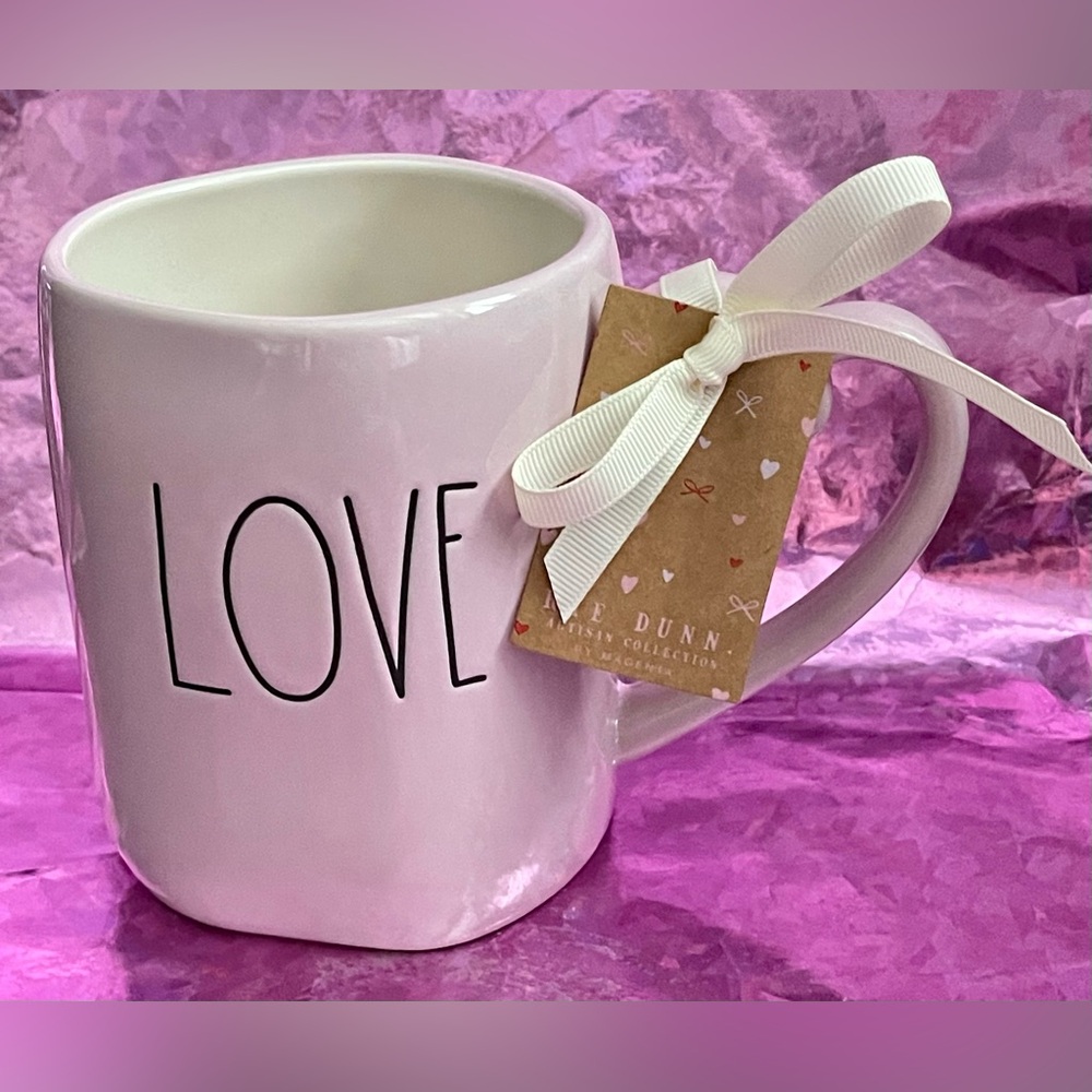 Rae Dunn Artisan Collection Blush/ Pink 'Love' Mug handle is Shape like a HEART